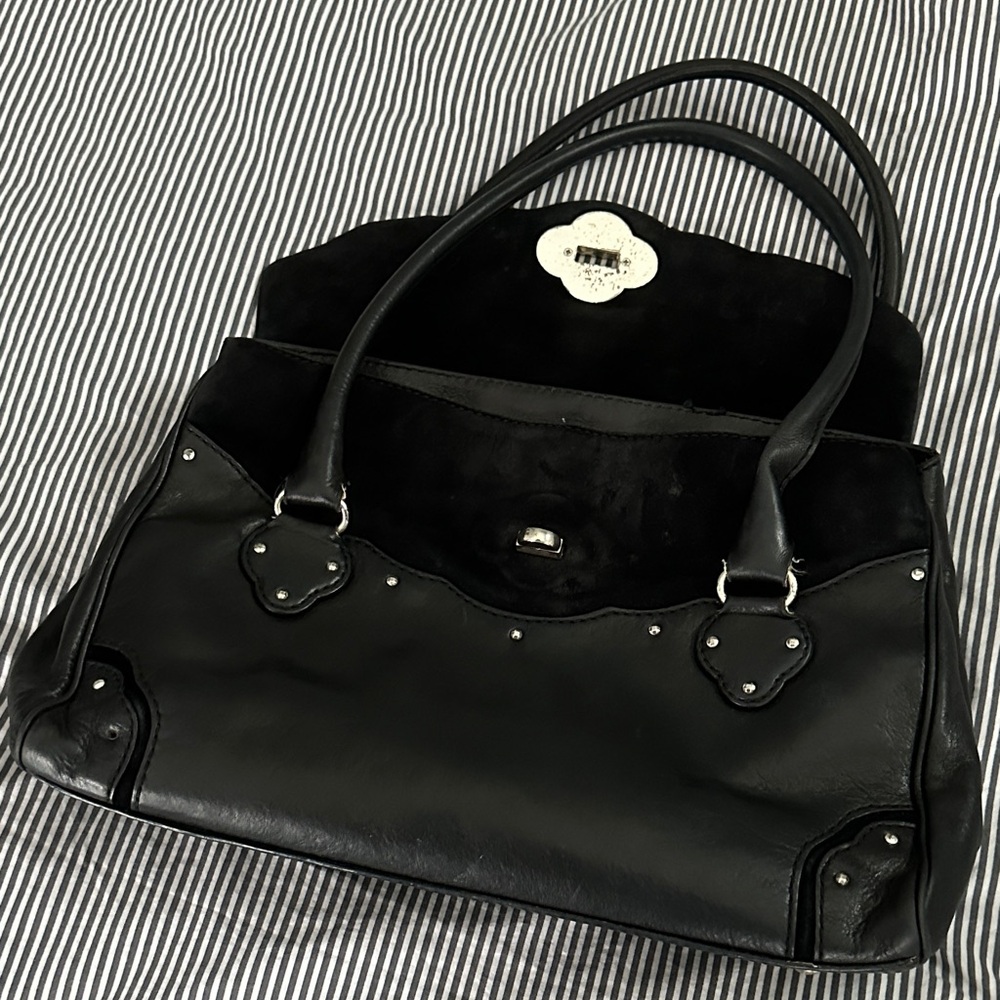 Michael Kors Black Leather Satchel with Silver Accents - Picture 16 of 16